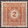Austria - 1922 - Numbers - 2 - Marron - Numbers - Scott J104 - 0